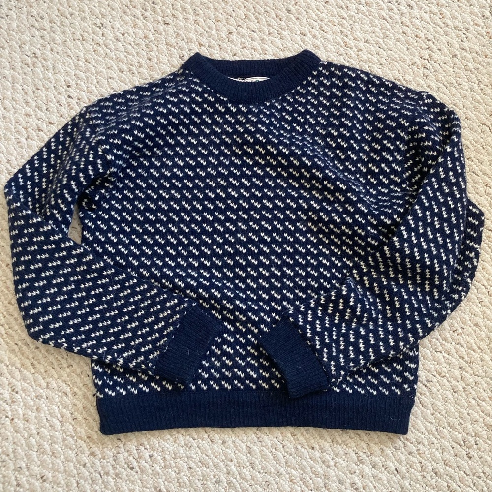 VINTAGE L.L. Bean Birdseye Navy Crewneck Sweater